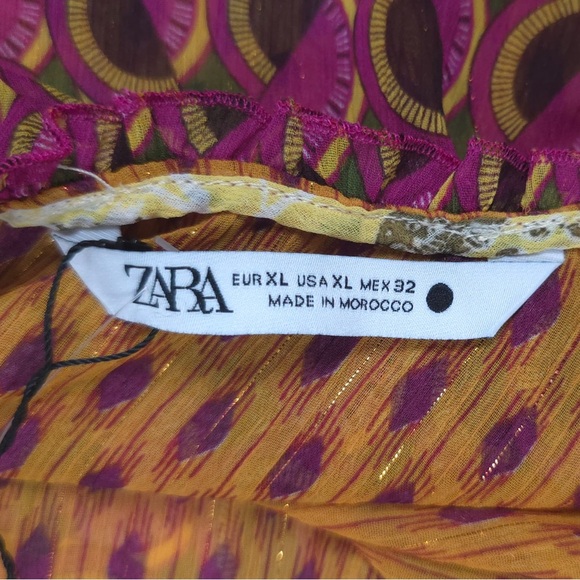 NWT ZARA Halter Neck Multicolored Printed Top Metallic Layer 7720/025 Size XL - Picture 9 of 14